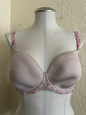 Simone Perele Andora Convertible 3D Plunge Bra 34E Coral Embroidered Straps